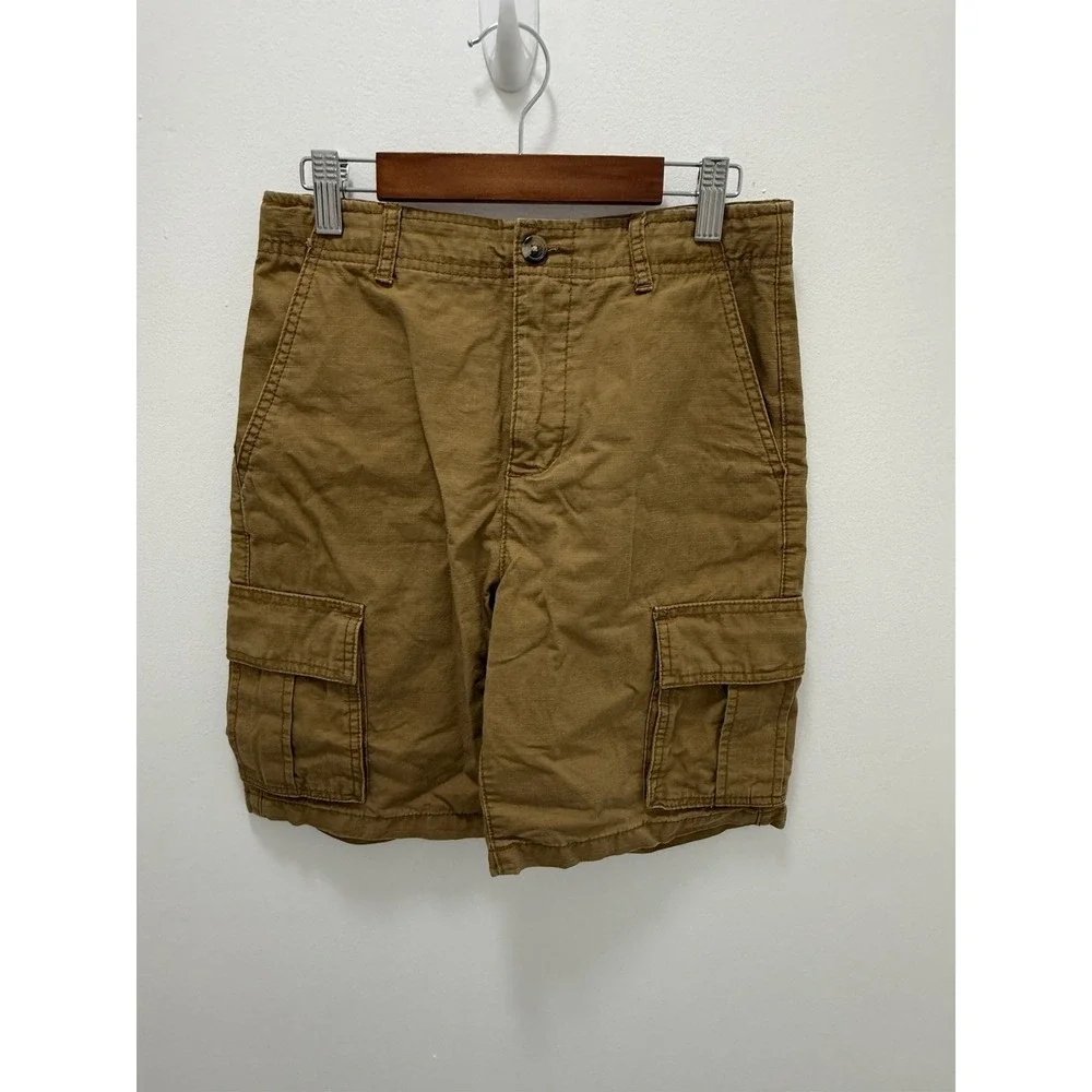 Old Navy‎ Boys Cargo Shorts Size 12 Tan Brown Cotton Casual Utility Ripstop